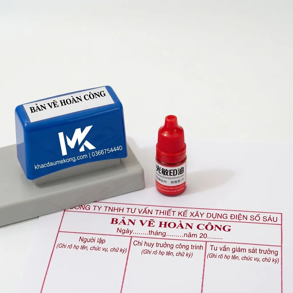 Dấu hoàn công liên mực công nghệ Flash tại Khắc Dấu Mekong Cần Thơ