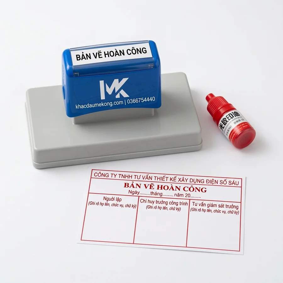 Con dấu hoàn công Flash mực thẩm thấu vi nấm liền khối kèm chai mực chuyên dụng